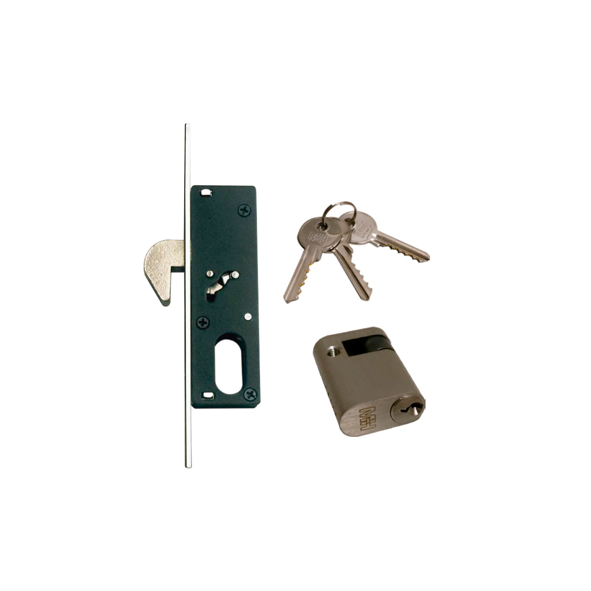 10.CERRADURA DE INCRUSTAR MHA PICO LORO CILINDRO OVAL 410